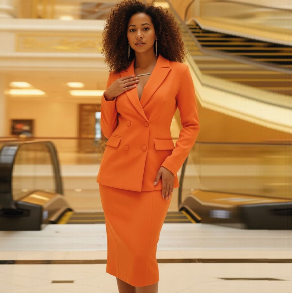 Formal Skirt - Orange Formal New Blazer And Skirt