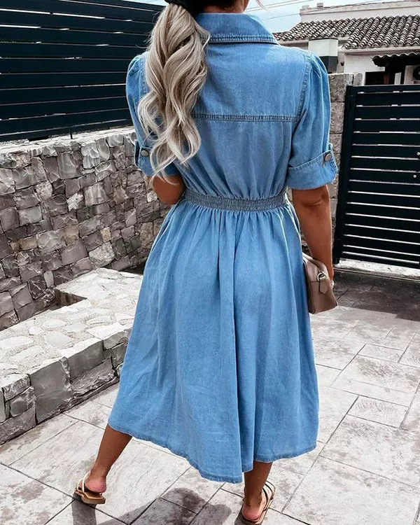 Women's Light Wash Denim Shirt - Midi Dress ulasan dan harga