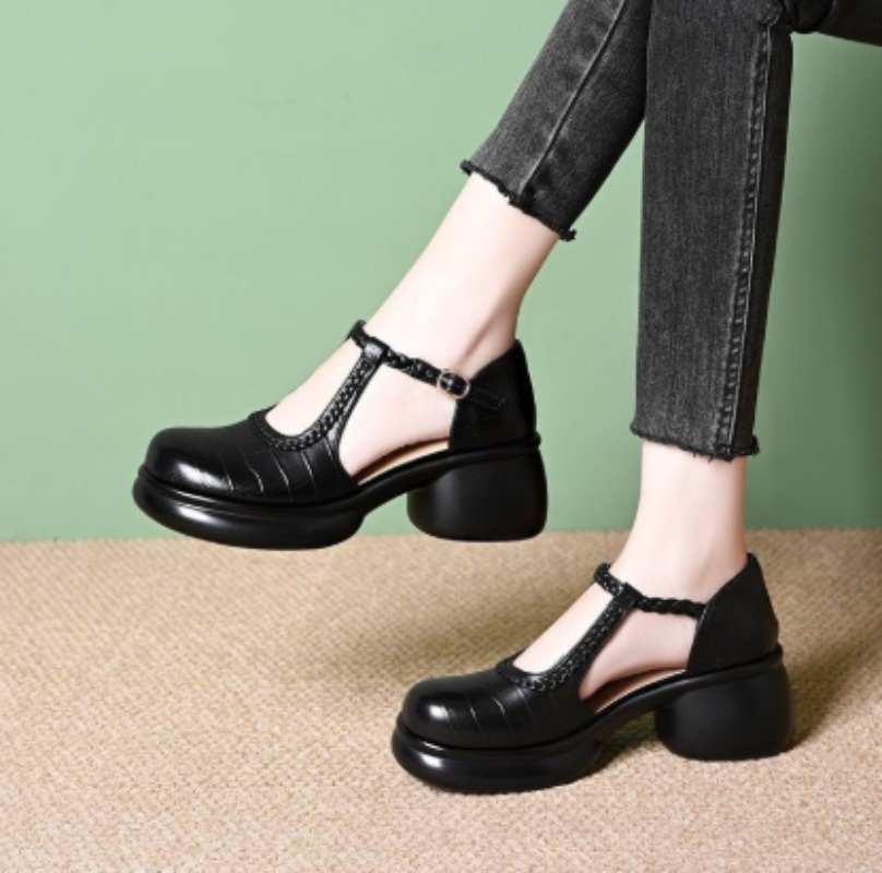 Women Black Croc‑Embossed Mary - Womens Heels ulasan dan harga